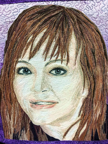 "My Daughter's Portrait" free motion thread painting technique