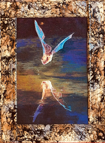 "Bat" free motion thread painting technique SOLD private collection